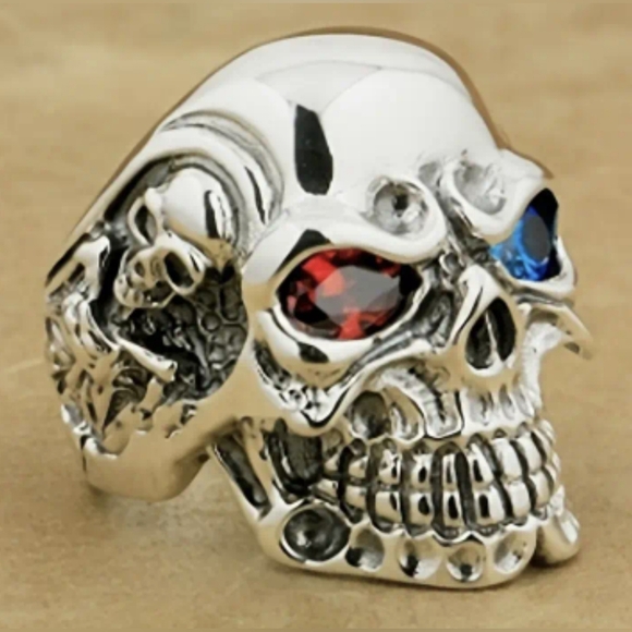 unbranded Other - New Cool Men's Skull Ring With Red And Blue Eyes, Size 11, T2B4A